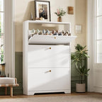 Nicetree Shoe Cabinet with 3 Flip Drawers, Narrow Shoe Organizer Cabinet, Freestanding Shoe Rack Cabinet, Modern Shoe Storage Cabinet for Entryway, Hallway, Foyer, White by Nicetree
