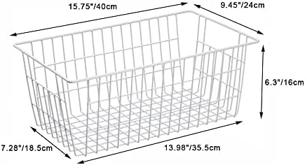 SANNO Freezer Baskets Pantry Storage Bins, Farmhouse Wire Storage Baskets Organizer Storage Bins Large Organizer Bins for Kitchen Organization Storage-Set of 8,White - Image 4