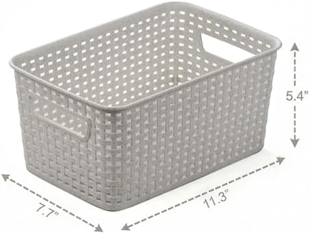 BINO | Plastic Storage Baskets, 5.5 Liter - 3 Pack, Natural Grey | THE WOVEN COLLECTION | Storage Basket for Shelves | Woven Storage Baskets for Organizing Bins Pantry Shelf Organizer | Container Bin - Image 2