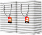BOOMIBOO 2-Pack Large Laundry Basket,Waterproof Freestanding Laundry Hamper,Collapsible Clothes Basket with Easy Carry Handles in Laundry Room Bathroom Bedroom Dorm,Grey,100L by BOOMIBOO