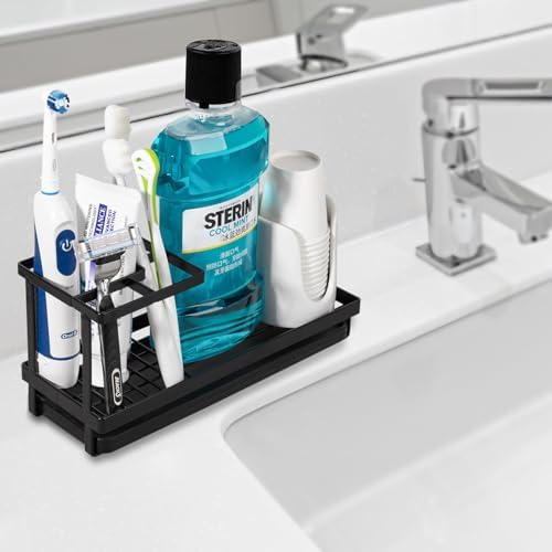 Toothbrush Holders Toothpaste Organizer Bathroom Accessories, Matte Black (Pack of 2) - Image 2