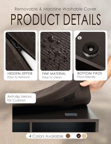 DINZI LVJ Shoe Storage Bench with Cushion, 15-Cubby Shoe Rack with Seat - Image 6