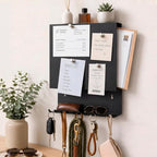 Wall Mounted Key Holder and Mail Organizer with 11 Hooks and 4 Pins,Black by zizouoe