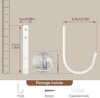 22LB Wall Hooks for Hanging Towel/Coat, White 5 Pack - Image 4