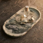 YKAJO Shangri-la Green Oval Marble Tray, 11.8x5.9 Vanity Perfume Organizer - Image 5