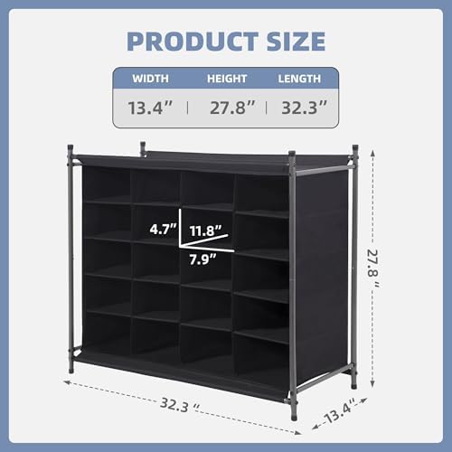 STORAGE MANIAC Stackable Shoe Cubby Organizer, Free Standing Shoe Cube Rack for Entryway, Bedroom, Apartment, Closet, 20-Cube Black - Image 3