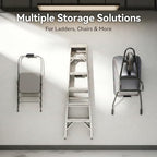 niffgaff Ladder Hooks for Garage Wall, 4 Pack Heavy Duty Wall Mount Storage Hanger for Ladders, Chairs & Patio Furniture, Fits Step & Extension Ladders, Garage Organization - Image 3