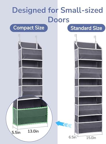 ULG 1 Pack Compact Size Over Door Organizer Slim Door Storage for Small-Sized Doors, 5 Shelves, Dark Gray - Image 2