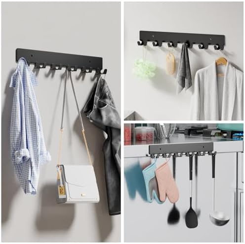 GTK Key Holder for Wall, Key Hooks with 12 Hooks, Wall Mounted Key Holder for Hallway, Self Adhesive Key Rack(Black) - Image 6