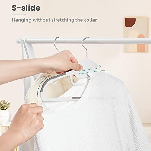BAGAIL Plastic Hangers 50 Pack with Non-Slip Design,0.2 Inches Thick, 360°Swivel Hook Space Saving Organizer for Bedroom Closet,Shirts,Pants(White- S Shaped) - Image 4