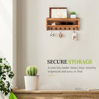 Nekon Key Holder Wall Mount, Pine Wooden Mail Organizer, Light Brown - Image 4