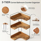 3-Tier Bathroom Counter Organizer, Wooden Corner Shelf for Vanity Countertop Skincare & Makeup, Storage and Organization for Kitchen - Image 3