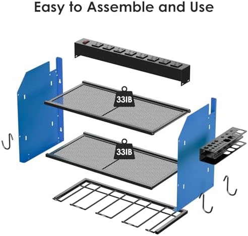 CCCEI Wall Mount Modular Tool Charging Organizer, Blue, 1 Pack, 3 Tier. - Image 7
