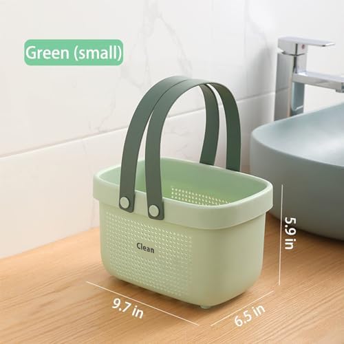 Portable Shower Caddy Basket with Handle Plastic Storage Basket Small Green - Image 4