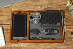 Shinpuru Wooden Valet Tray for Men, Nightstand Organizer with Leather Inlay, EDC Essentials Catchall Tray for Keys, Phone, Wallet, Watch, Earbuds - Bedside Desk Entryway Tray (Wood-Phone) - Image 2