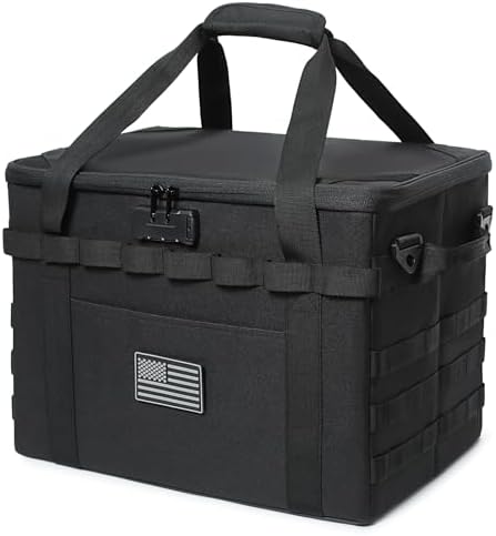 Tactical Camping Storage Bag - 38L Utility Tote Bag Organizer with Combination Lock and Shoulder Strap by Lemubeane