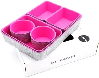 Welaxy Drawer organizer bins felt tray desk storage dividers 7pc Hot pink - Image 4