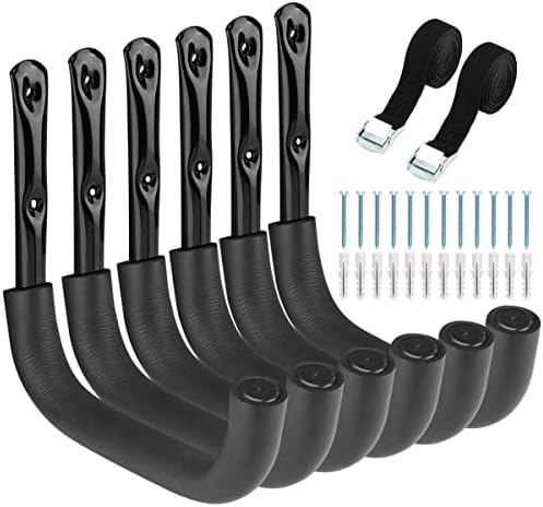 6 Pack Heavy Duty Garage Storage Ladders Hooks, 10 Inch Wall Mount Storage Garage Hangers for Bikes, Garden Tools, Chair, Hose by Heavdace