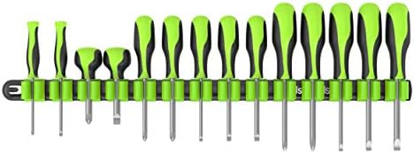 Olsa Tools Premium Wall-Mount Screwdriver Organizer - Black Nylon with Neon Green Clips - Holds 14 Screwdrivers - Part: 1031 by OlsaTools