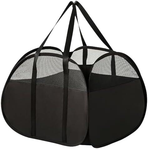 Collapsible Laundry Baskets, Tear Proof Pop Up Laundry Hamper with Large Capacity, Sturdy Foldable Laundry Basket, Easy to Carry Laundry Hamper for Home, Laundry Room, Bedroom, Dorm, Travel Black by BATTOO