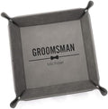 Lifetime Creations Personalized Groomsman Valet Tray - Custom Gifts for Groomsmen Proposal, Vegan Leather Catchall Wedding Gifts (Gray, Bow Tie Design) by LifetimeCreations