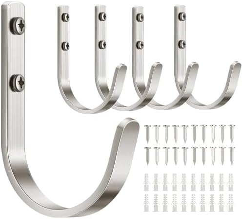 22LB Wall Hooks for Hanging Towel/Coat, Brushed Nickel 5 Pack by Josmimic