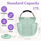 17L Cleaning Caddy for Cleaning Supplies, Foldable Tool Bucket Organizer with 6 Side Pockets, Portable Garden Tool Bag in PVC Resin, Folding Storage Basket for Camping, Gardening, Green - Image 2