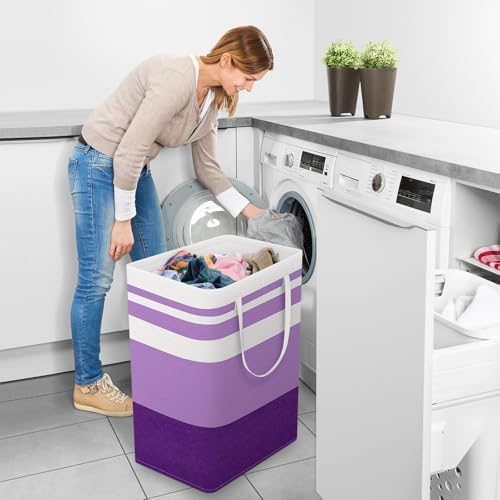 StorageRight Laundry Basket Hamper, 75L Collapsible Clothes Storage, Purple - Image 6