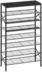 8 Tier Metal Shoe Rack with Wood Top, 24-32 Pairs by UNITSTAGE