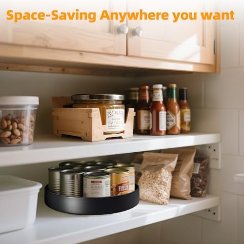 Metal Lazy Susan Organizer, 10 Inch Anti-Rust Turntable for Cabinet, Kitchen, Dining Table, Bathroom – Rotating Spice Rack, Spinner Storage, Round Carousel Organizer for Countertop Black - Image 6