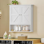 TEENFON Bathroom Wall Cabinet, Bathroom Cabinet with Barn Doors & Adjustable Shelf, Over The Toilet Storage Cabinet, Medicine Cabinet, White UNGGX001WV1 - Image 5