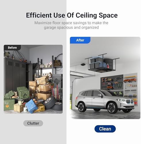 FLEXIMOUNTS 4x4 Overhead Garage Ceiling Storage Rack Organization, Black - Image 5
