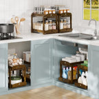 Bamboo Under Sink Organizer 2 Tier Pull Out Cabinet Storage Drawer - Image 5
