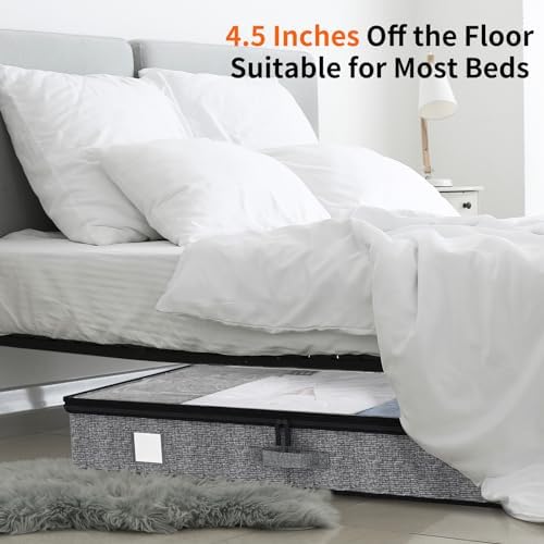 Under Bed Storage Containers 4 Pack Reinforced Underbed Organizer Box | Reinforced Sidewalls and Bottom, Low-Profile Design Below 4.5in, for Clothes and Linens, Under-Bed Storage - Image 6