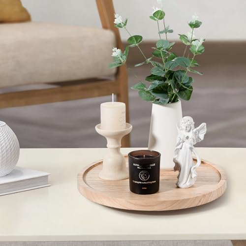 Wood Lazy Susan Turntable Kitchen Decor Round Table Tray, 12" Brown - Image 2