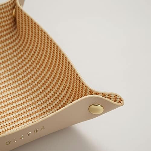 OLETHA Foldable Valet Tray, Travel Essentials, Rattan Embossed, Beige - Image 4
