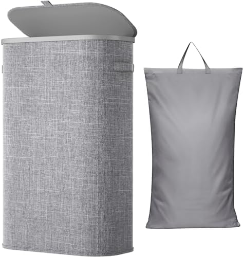 Lifewit Slim Laundry Basket with Lid and Removable Bag, 65L, Gray by Lifewit