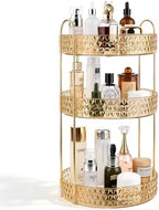 Large Capacity Rotating Makeup Organizer Perfume Stand Holder, 3 Tier Gold by Anyoifax