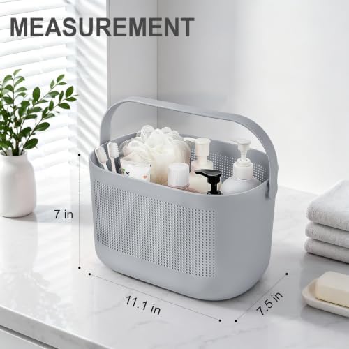 Plastic Portable Shower Caddy Basket, Storage Organizer with Handle, Gray - Image 7