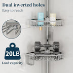 Consumest Shower Caddy Tension Pole, Shower Caddy Corner, Silver, 4 Tier - Image 6