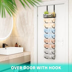 HapiRm Towel Racks for Bathroom Storage - 9 Tier Over The Door & Wall Mount Rolled Towel Storage Organizer Holder with Metal Shelf Basket for Small Bathroom, Camper, Rv - Black, Patented - Image 4