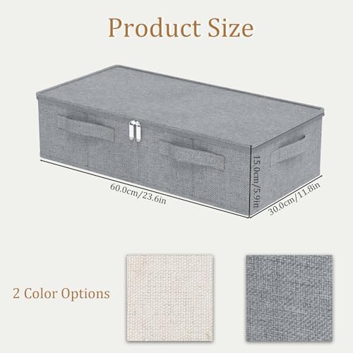 Underbed Fabric Storage Box with Lids,23.6x11.8x5.9in,Grey,2 Pack - Image 6