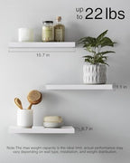 BAYKA White Floating Shelves 15.7in, Set of 3, Wall Mounted for Wall Decor - Image 5