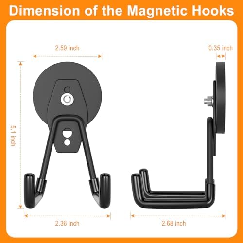 ENUODA Strong Magnetic Hooks Large Rare Earth Magnet Hooks Heavy Duty Utility Magnetic Tool Holder for Garage Organization, Van, Barn, to Hang Bag, Coat, Power Tool, Toolbox, Shovel, Broom,6 Pack - Image 2
