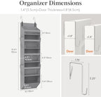 Lifewit 1 Pack Over the Door Organizer, Clear Window Hanging Storage with 4 Side Pockets, Anti Tilt 40 lbs Load Behind Door for Pantry, Nursery, Bathroom, Bedroom, Dorm, 5 Section, Gray - Image 2