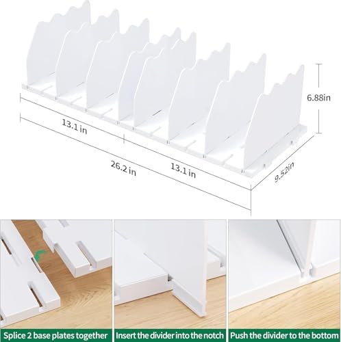 SPACEKEEPER Shelf Divider for Closet,2 Pcs Adjustable Purse Organizer,White - Image 2