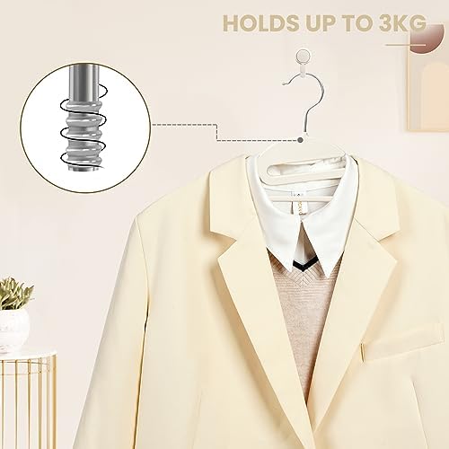 BAGAIL Plastic Hangers 50 Pack with Non-Slip Design,0.2 Inches Thick, 360°Swivel Hook Space Saving Organizer for Bedroom Closet,Shirts,Pants(Beige- S Shaped) - Image 6