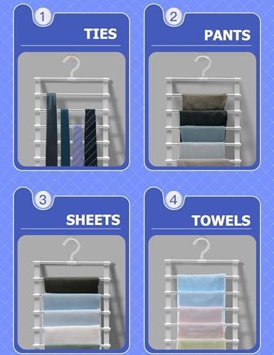 SEVEN LUCKY LIGHT 3Pcs Cloud Ladder Pants Hangers Space Saving for Closet - Image 6