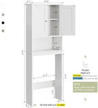 Over the Toilet Storage Cabinet, Bathroom Storage Organizer Over Toilet, Space Saver W/Adjustable Shelf & Open Shelf, White - Image 2