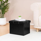 B FSOBEIIALEO Folding Storage Ottoman, 16.5" Faux Leather Ottomans, Black - Image 6